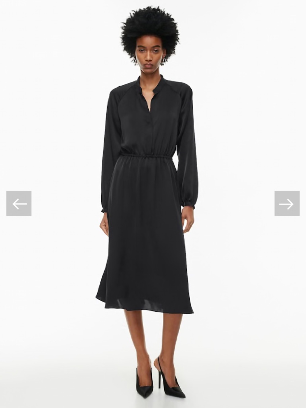Babaton Aritzia Lexington black satin longsleeve dress work capsule